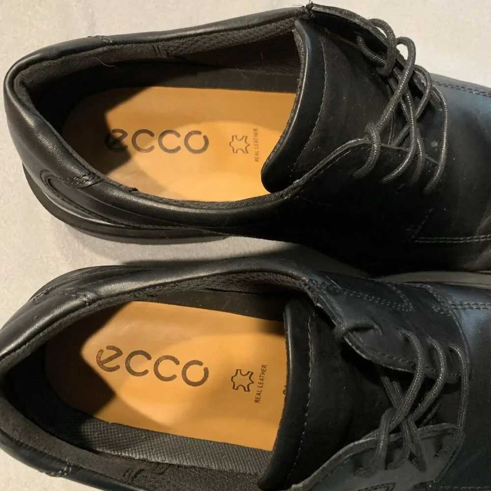 Ecco Shoes Men Black Leather Lace Up Dress Size EU 45 US Size 11 Business Casual